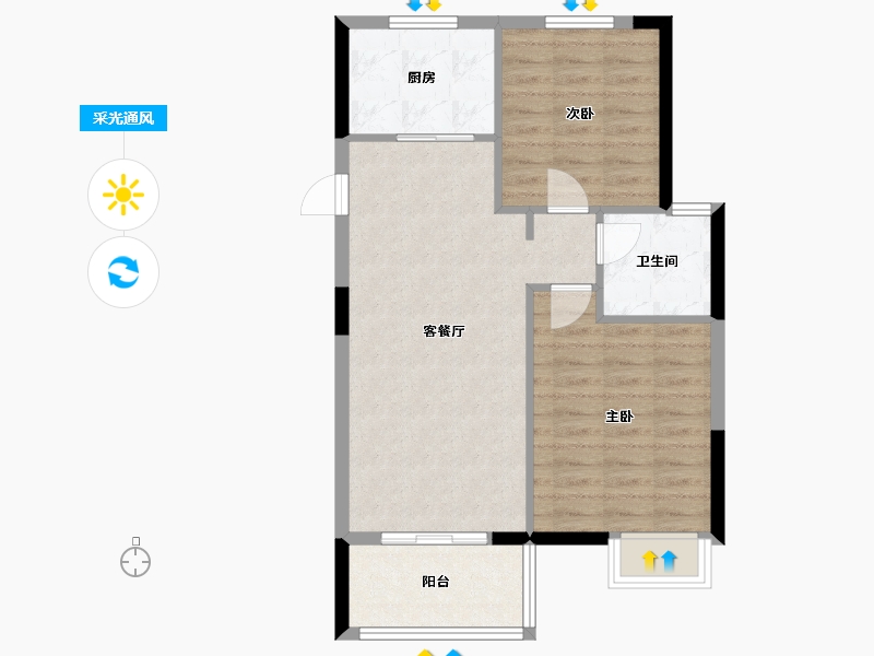 浙江省-宁波市-新兴岚湾(东区)-71.00-户型库-采光通风