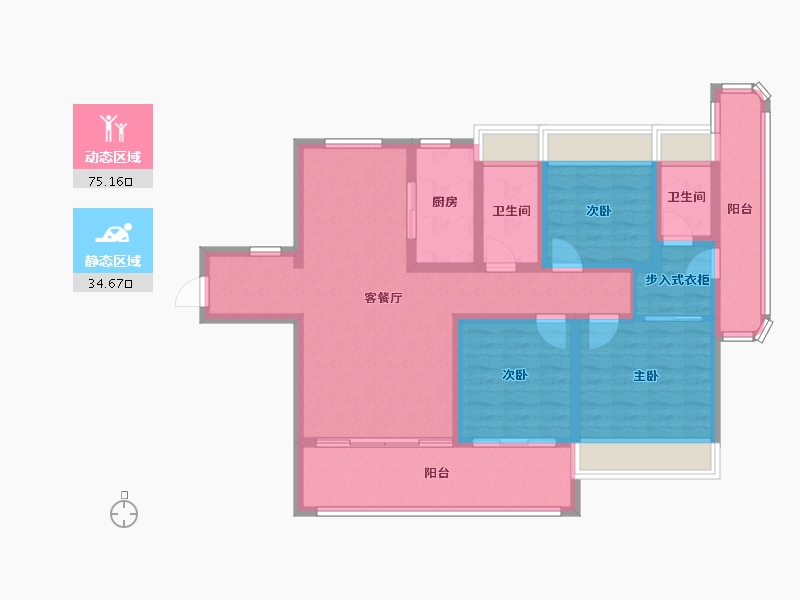 湖南省-常德市-桃城壹号-128.00-户型库-动静分区