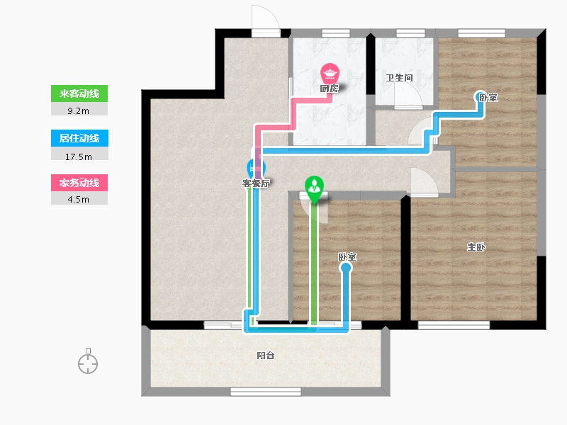 山东省-青岛市-新城云樾晓院-88.28-户型库-动静线