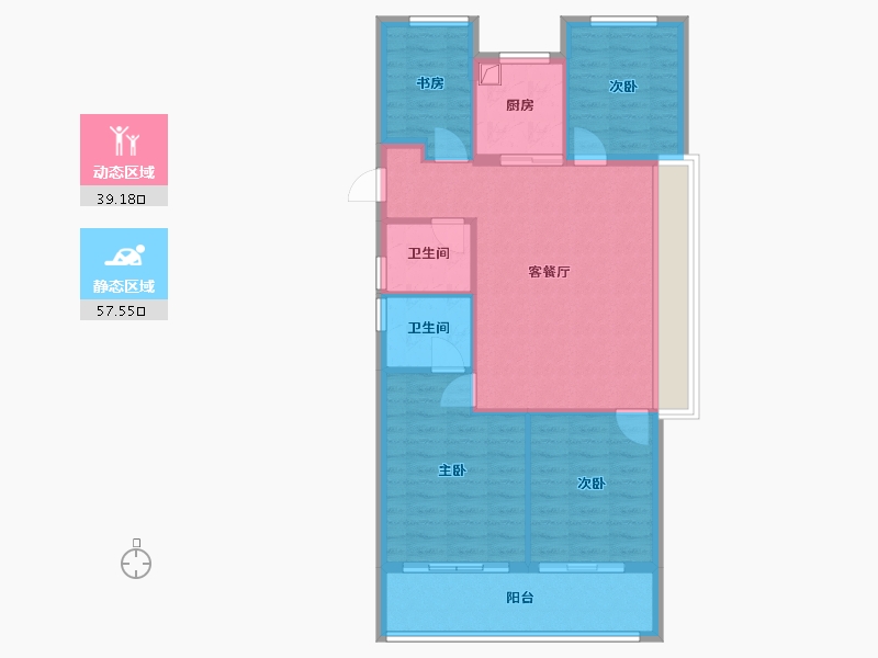 浙江省-温州市-天樾玺-96.80-户型库-动静分区