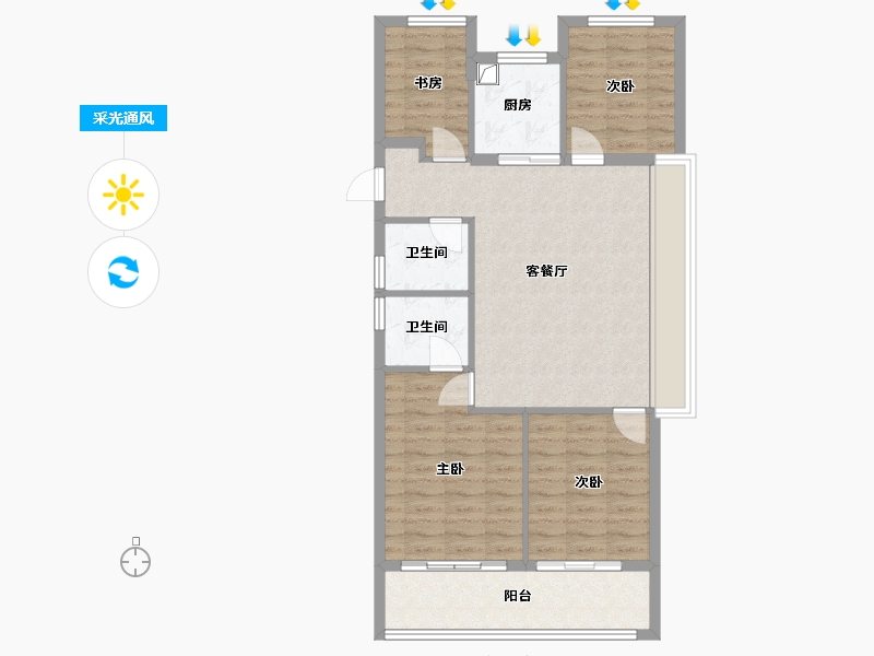 浙江省-温州市-天樾玺-96.80-户型库-采光通风