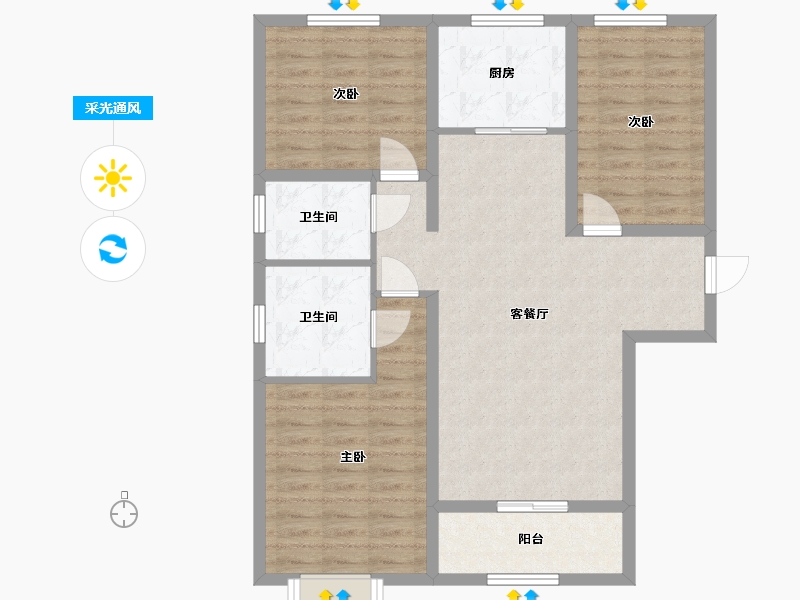 陕西省-西安市-礼贤嘉苑-104.00-户型库-采光通风