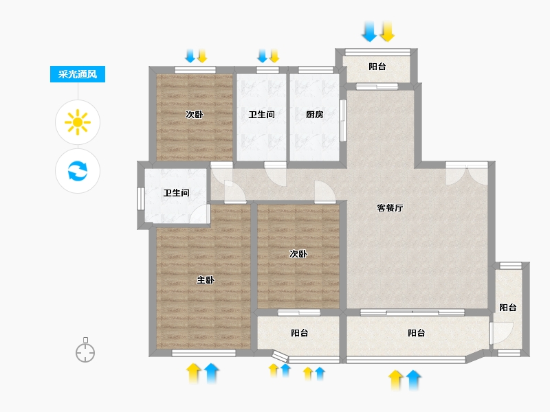 河北省-廊坊市-御化郡-96.00-户型库-采光通风