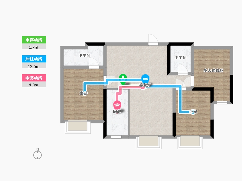 陕西省-榆林市-流水馨城-87.22-户型库-动静线