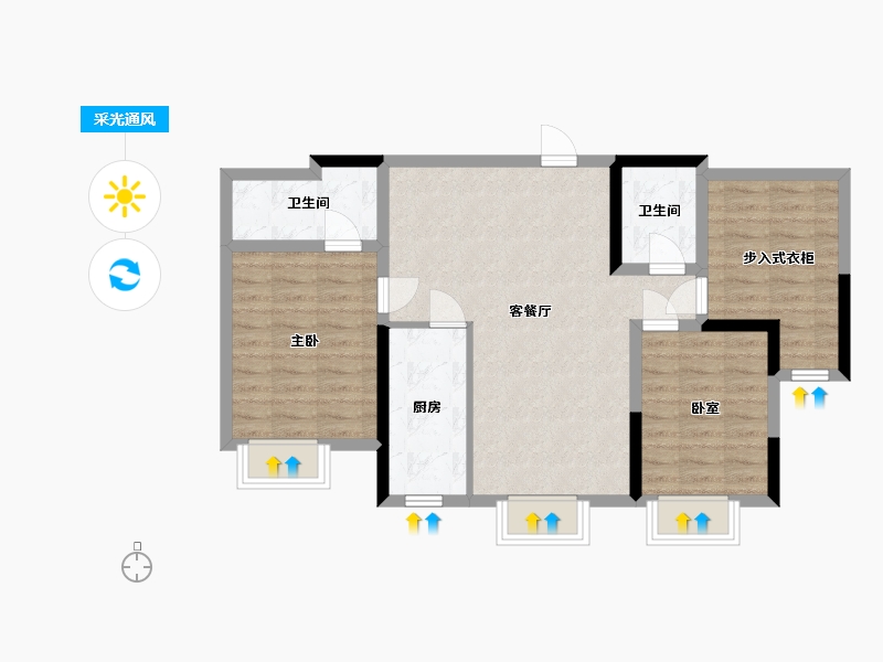 陕西省-榆林市-流水馨城-87.22-户型库-采光通风