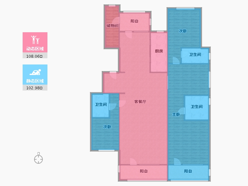 辽宁省-大连市-星海湾壹号-176.00-户型库-动静分区