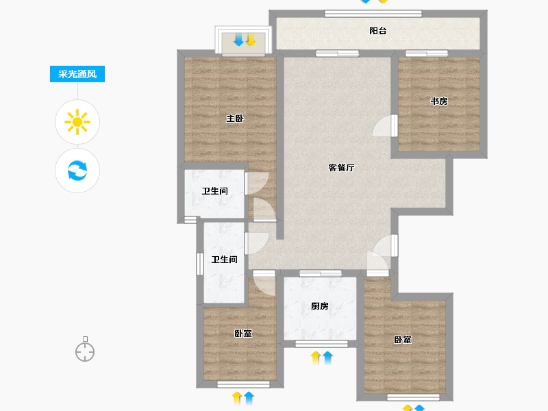 河北省-沧州市-石榴玉兰湾-116.00-户型库-采光通风