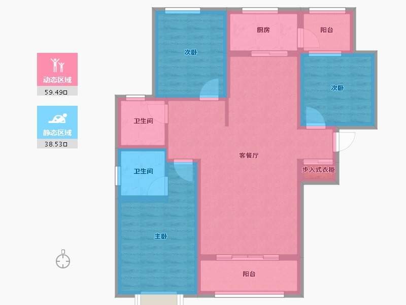 河北省-石家庄市-市庄东苑-88.90-户型库-动静分区