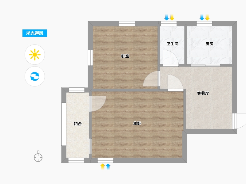 江苏省-南京市-丁村小区-44.90-户型库-采光通风