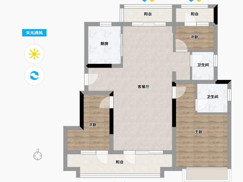 山东省-济南市-历园新村-96.00-户型库-采光通风