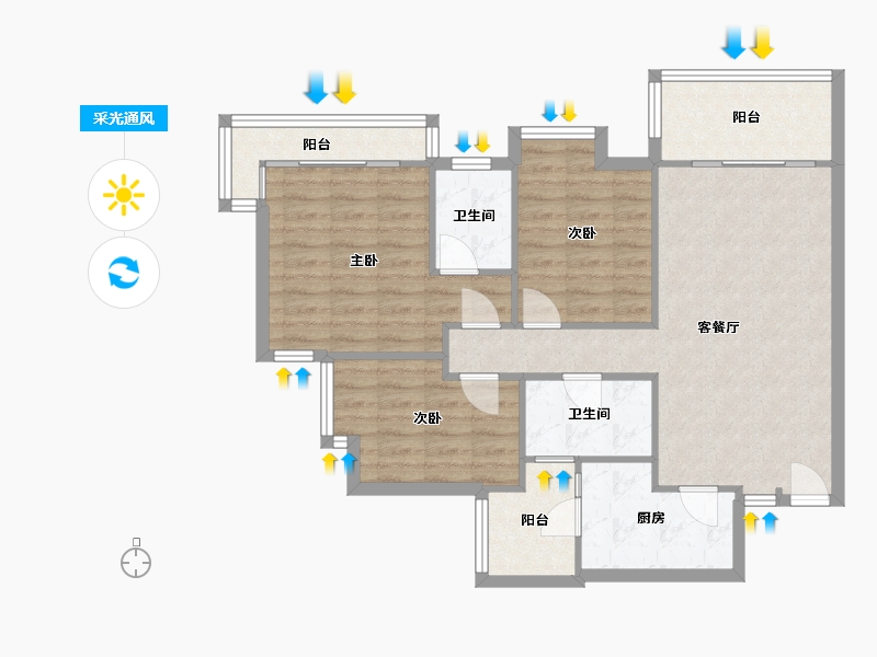 广东省-广州市-优悦园-79.60-户型库-采光通风