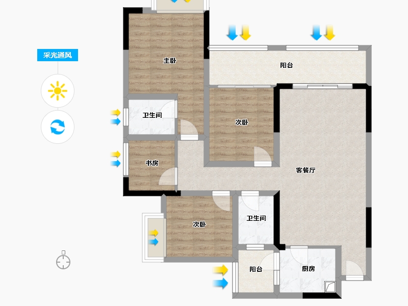 四川省-泸州市-中广一品城-102.00-户型库-采光通风