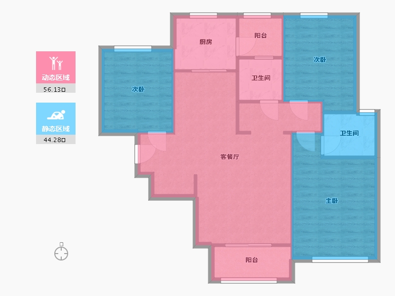 陕西省-西安市-三迪曲江香颂枫丹-89.93-户型库-动静分区