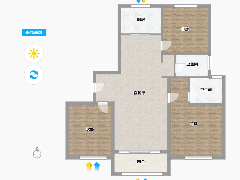 浙江省-嘉兴市-颐和家园-110.00-户型库-采光通风