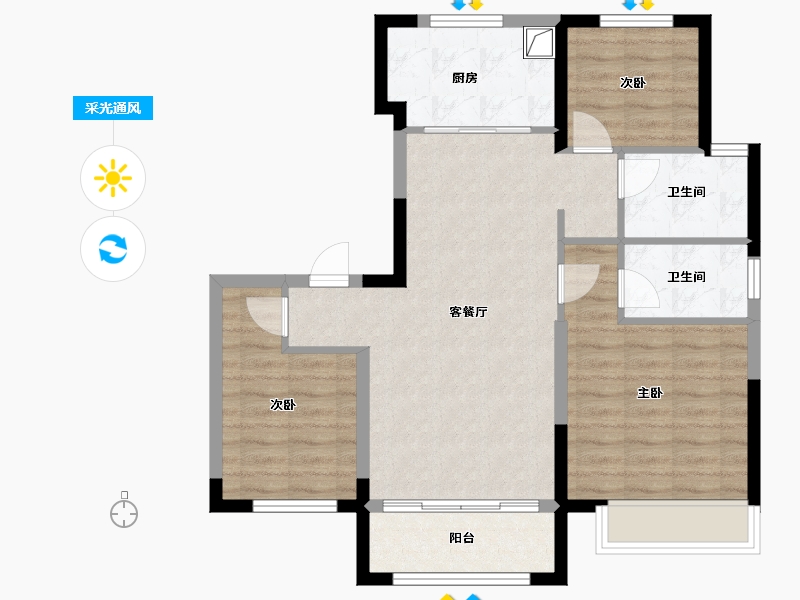 河北省-保定市-碧桂园珑熙台-89.00-户型库-采光通风