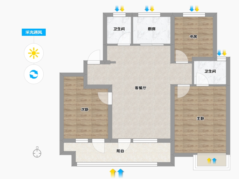 山东省-烟台市-颐景园天仁和-83.47-户型库-采光通风