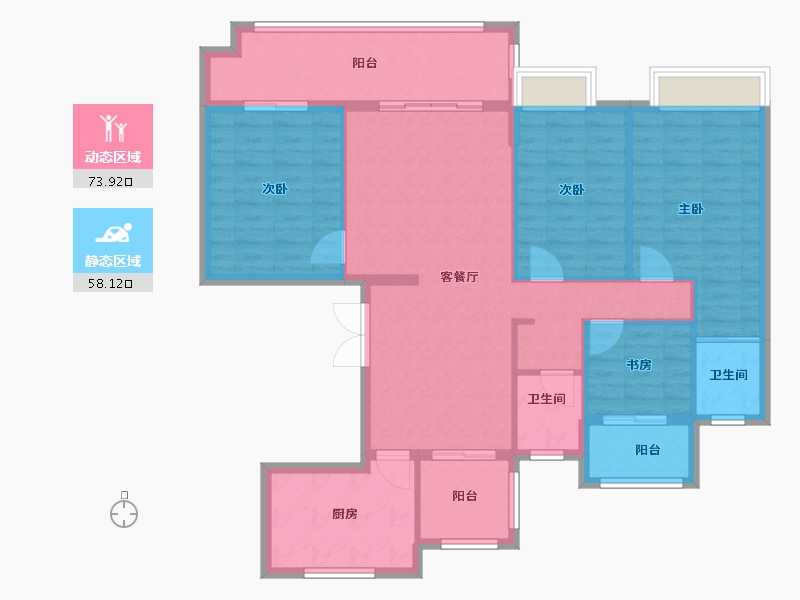 安徽省-黄山市-翼天壹号院-120.00-户型库-动静分区