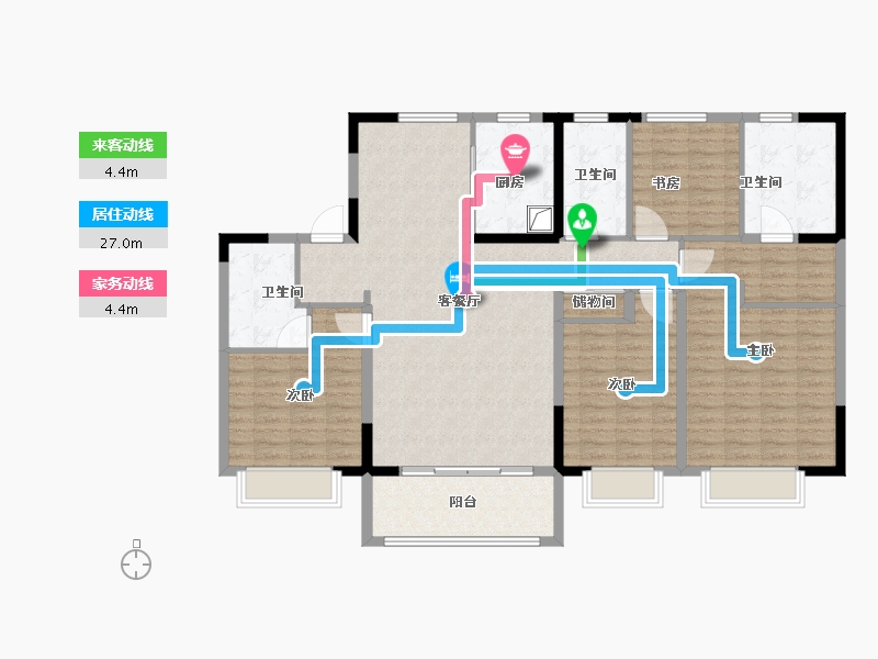 江苏省-无锡市-龙信御澜云溪-136.00-户型库-动静线