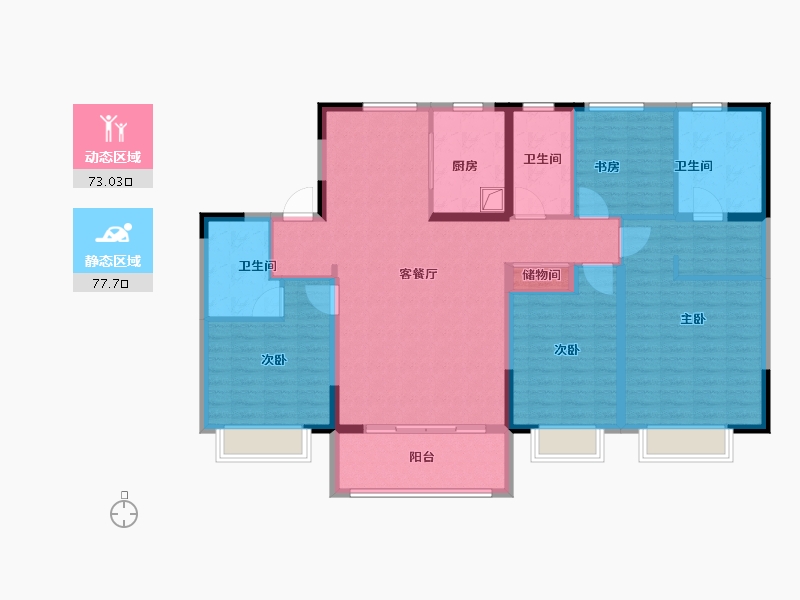 江苏省-无锡市-龙信御澜云溪-136.00-户型库-动静分区