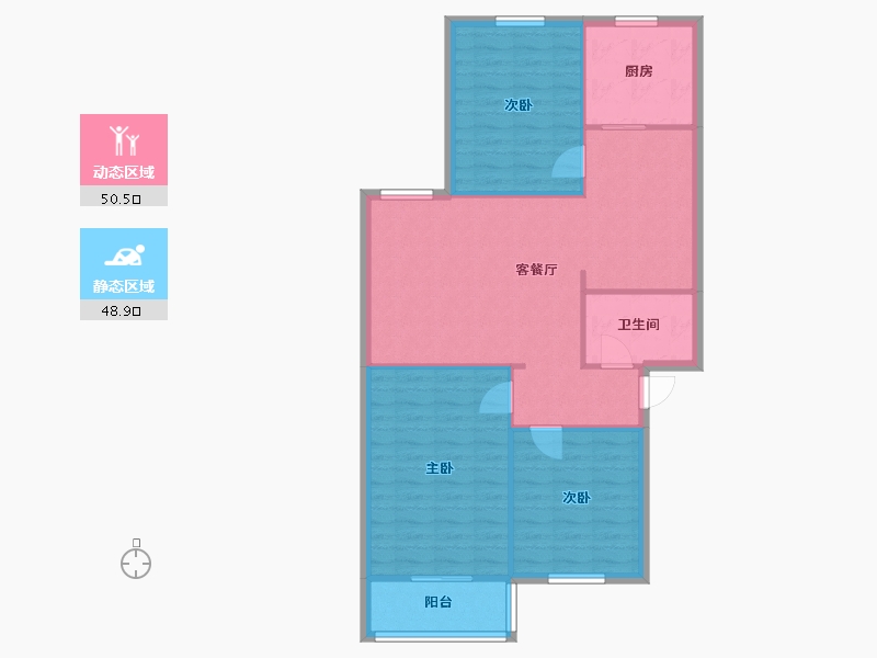 陕西省-西安市-华清园-90.69-户型库-动静分区