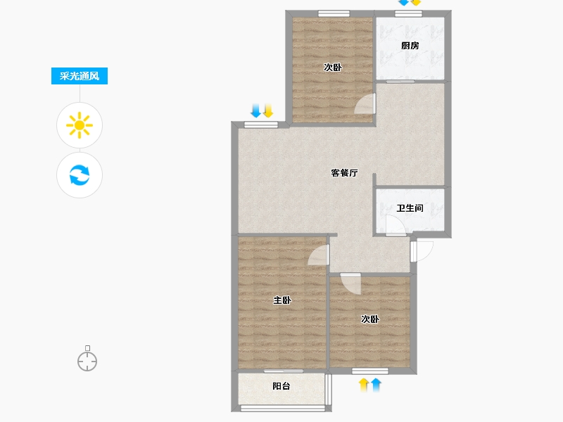 陕西省-西安市-华清园-90.69-户型库-采光通风