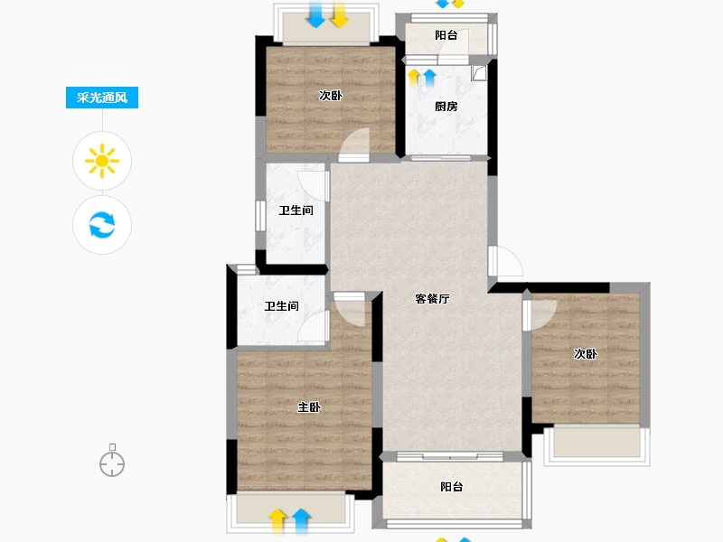 四川省-成都市-领地合兴丽府兰台-93.60-户型库-采光通风