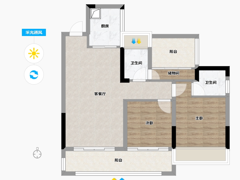 四川省-南充市-和怡一号院-68.52-户型库-采光通风