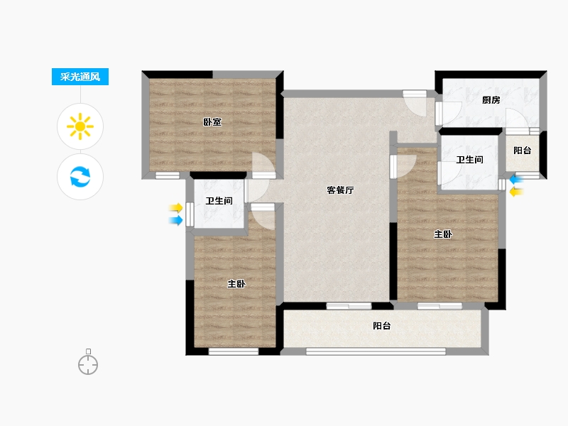 陕西省-宝鸡市-水木华院-119.00-户型库-采光通风