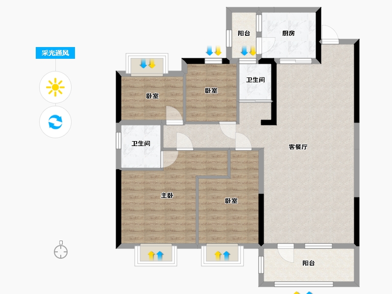 辽宁省-葫芦岛市-碧桂园御珑府-109.00-户型库-采光通风