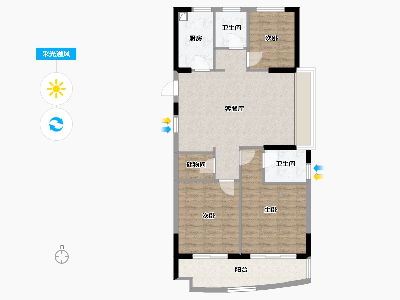 浙江省-温州市-娄韵嘉园-88.00-户型库-采光通风