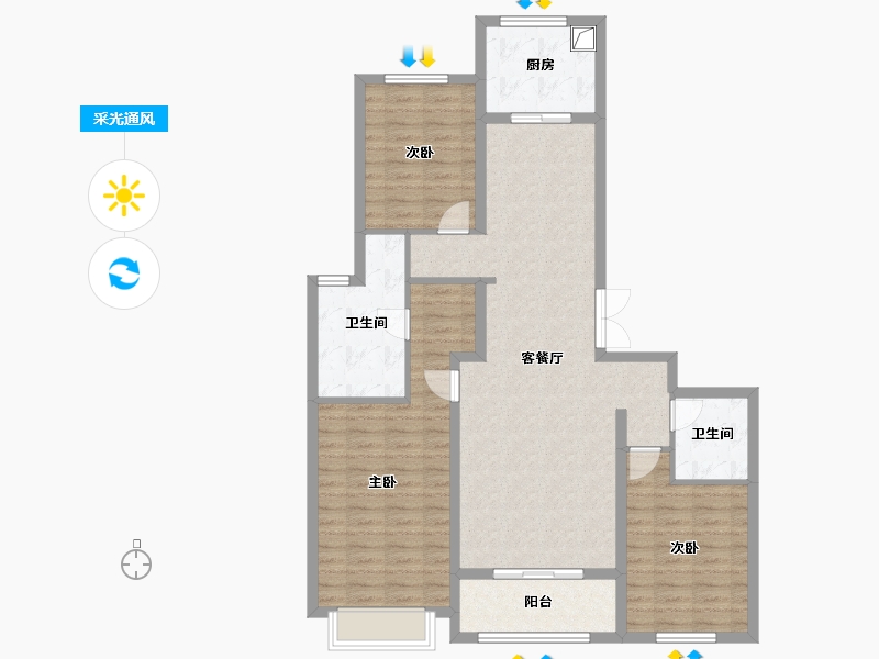 山西省-太原市-融创太原府-134.40-户型库-采光通风