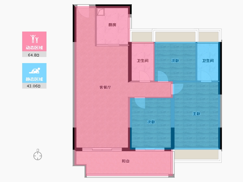 河南省-驻马店市-碧桂园金科凤凰湾-98.03-户型库-动静分区