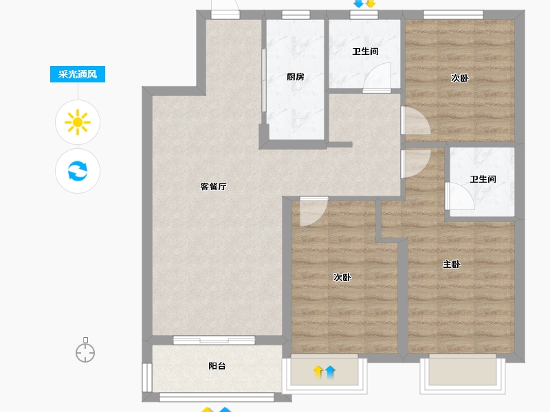 天津-天津市-景湾花园-80.80-户型库-采光通风