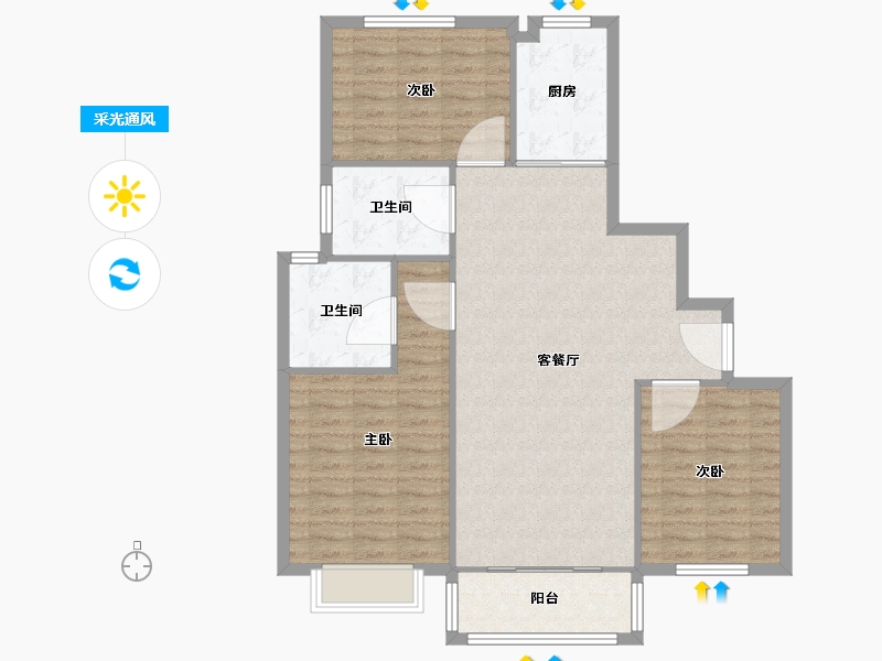 安徽省-合肥市-隆昊昊天园-103.20-户型库-采光通风