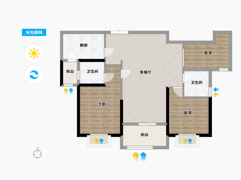 云南省-玉溪市-玉昆壹号签约中心-106.40-户型库-采光通风