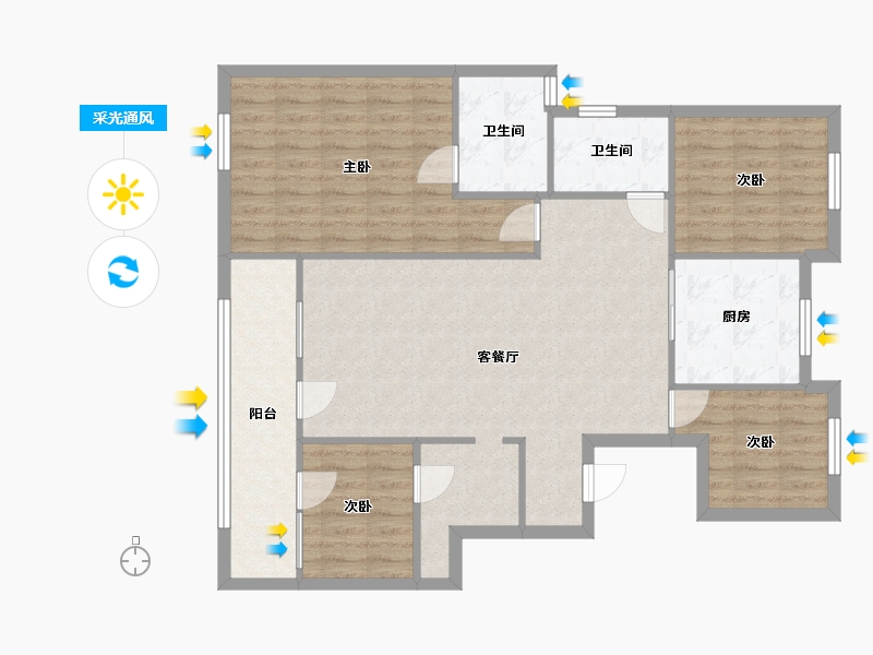 山东省-青岛市-金地宸悦-114.86-户型库-采光通风