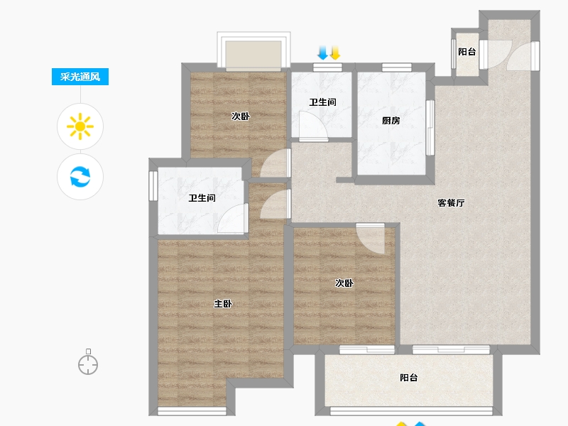 江西省-南昌市-象湖文澜苑-83.20-户型库-采光通风