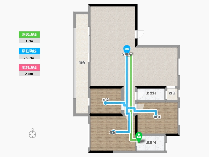 新疆维吾尔自治区-石河子市-万达新都市三-105.60-户型库-动静线