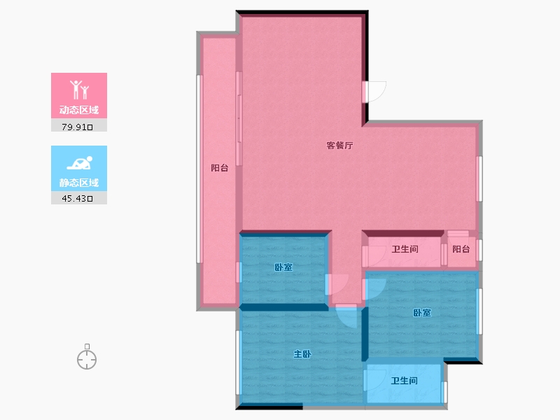 新疆维吾尔自治区-石河子市-万达新都市三-105.60-户型库-动静分区