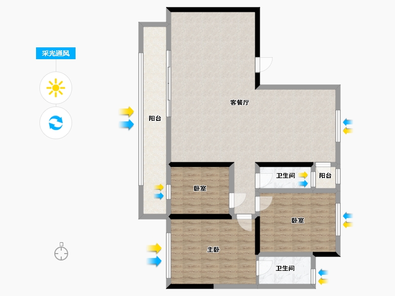 新疆维吾尔自治区-石河子市-万达新都市三-105.60-户型库-采光通风