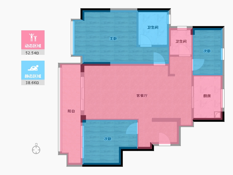 浙江省-宁波市-海畔云城-81.36-户型库-动静分区