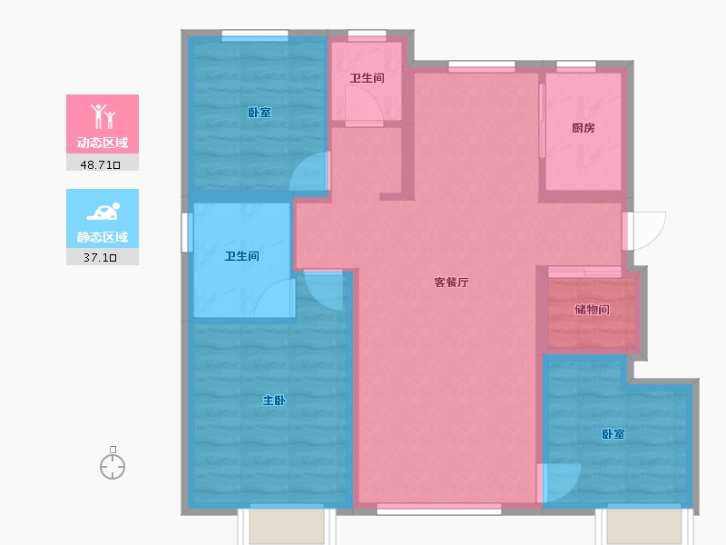 河北省-唐山市-京唐时光-89.50-户型库-动静分区