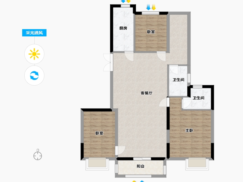 江苏省-泰州市-恒大御景半岛-112.15-户型库-采光通风