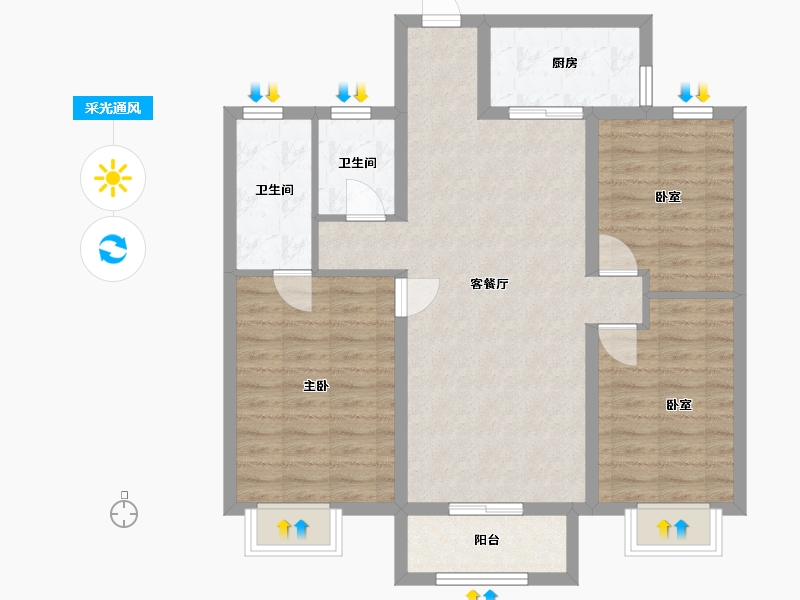 河北省-衡水市-和湾香颂-102.40-户型库-采光通风