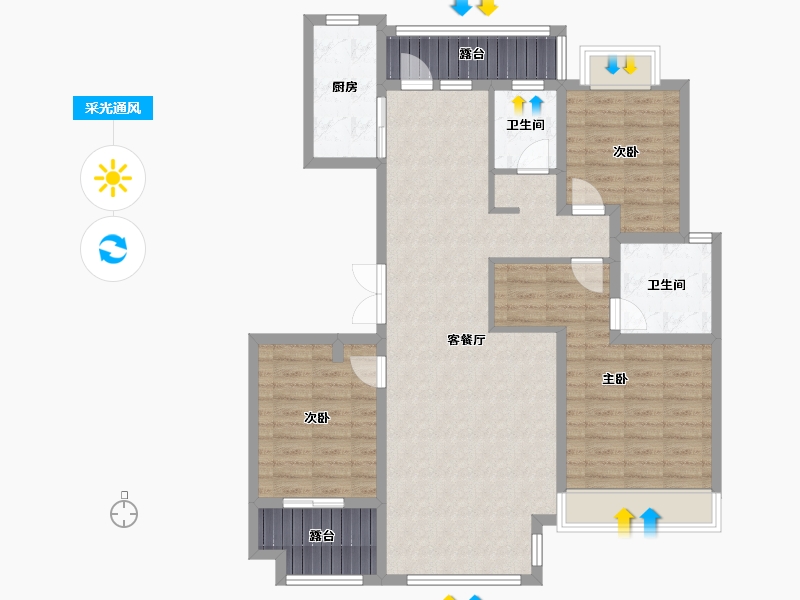 河北省-邢台市-皓顺壹号院北区-107.20-户型库-采光通风