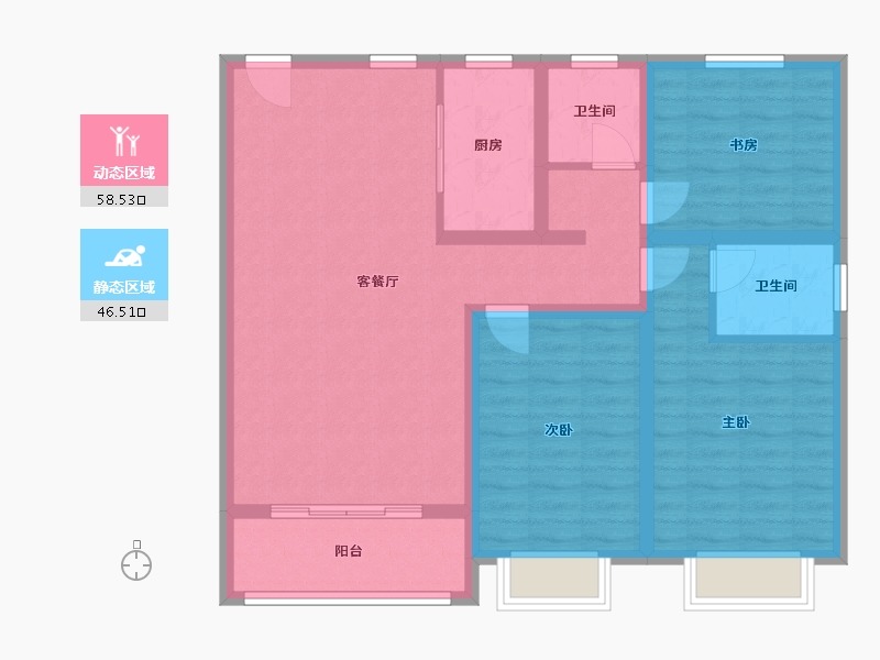 山东省-德州市-德兴公园里-93.60-户型库-动静分区