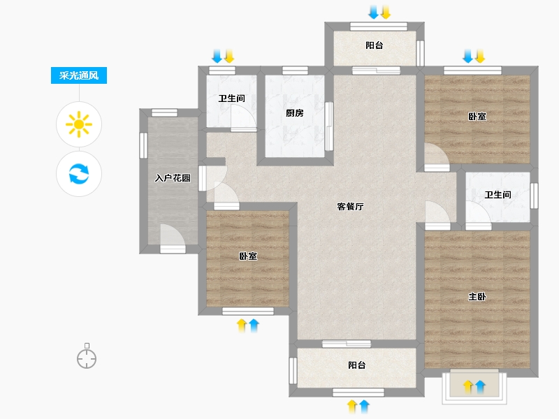 陕西省-咸阳市-林锦庭园-104.26-户型库-采光通风