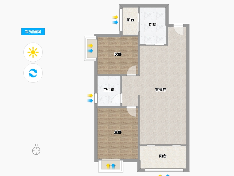 四川省-成都市-招商雍华府-1期-82.00-户型库-采光通风