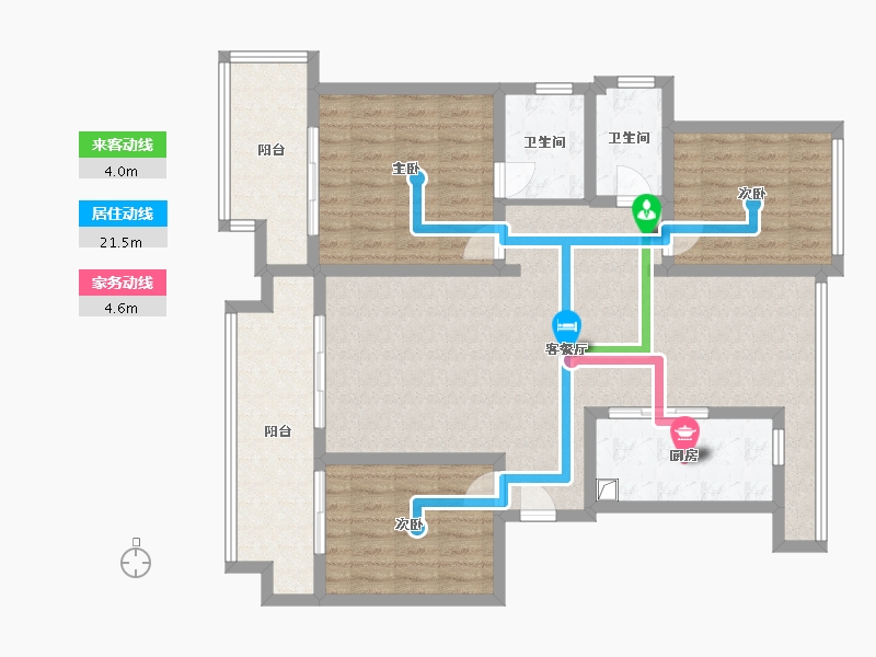 河北省-廊坊市-新世界花园-2区-96.00-户型库-动静线