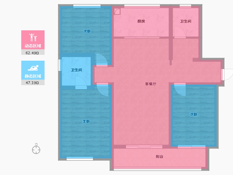 陕西省-西安市-鼎丰源碧馨苑-105.04-户型库-动静分区